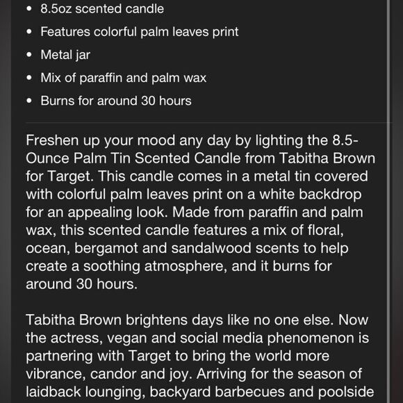 Tabitha Brown Candle in Tin/Container - Picture 4 of 5